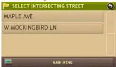SELECT INTERSECTING STREET MAPLE AVE W MOCKINGBIRD LN MAIN MENU