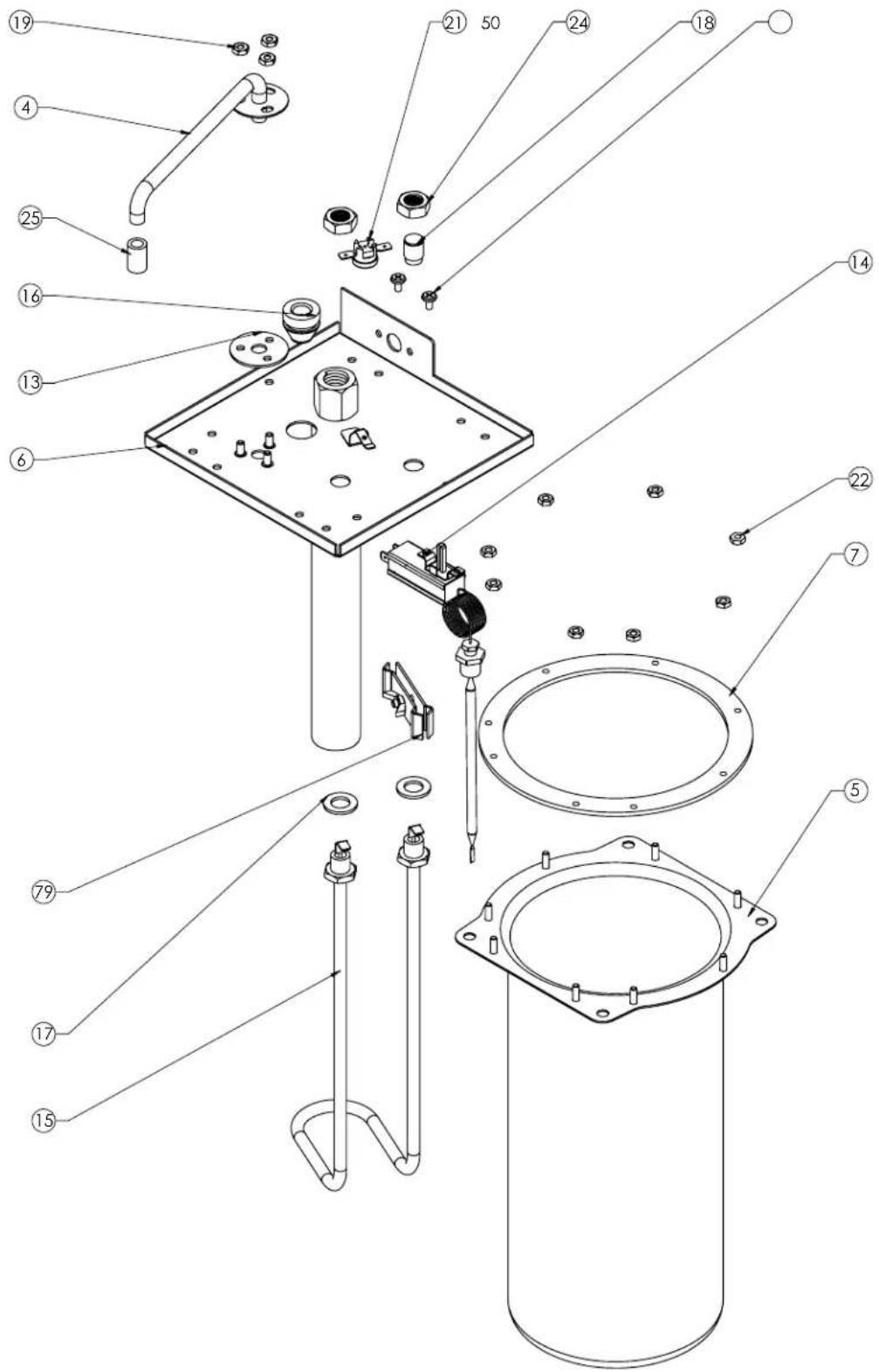 Cecilware CPO-3P - Water Tank Assembly - all models - 1