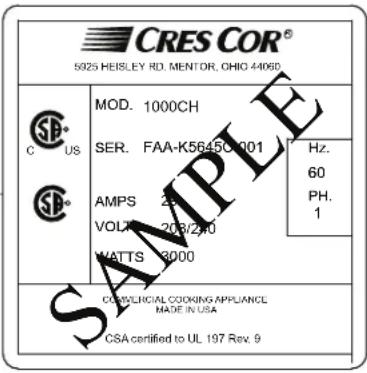 Cres Cor 500CHALDE - IDENTIFYING YOUR CABINET: - 2