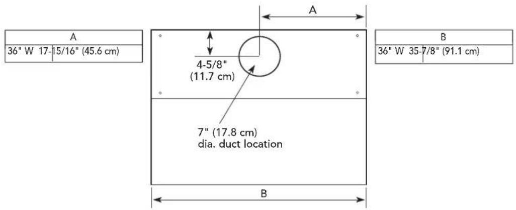 VIKING TVWH480BW - Interior Ventilator Dimensions - 1