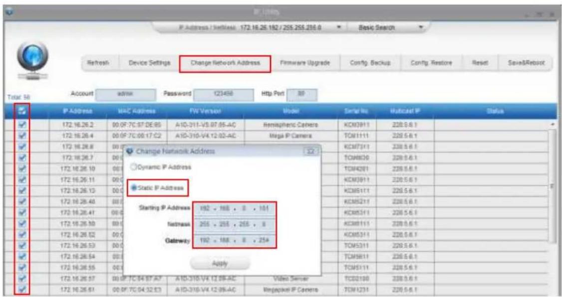 ACTi B934 - Manually adjust the IP addresses of multiple cameras - 1