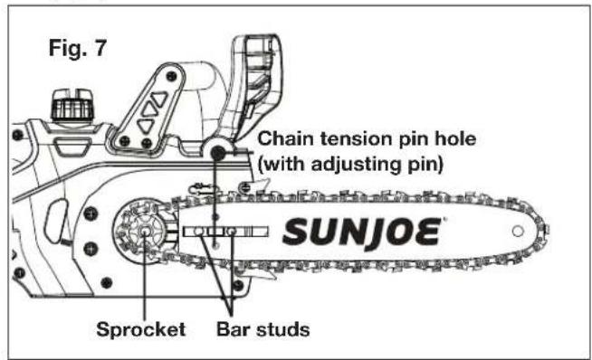 Sun Joe 20VIONLTE-CS10-RM - Installing/Replacing the Guide Bar and Chain - 7