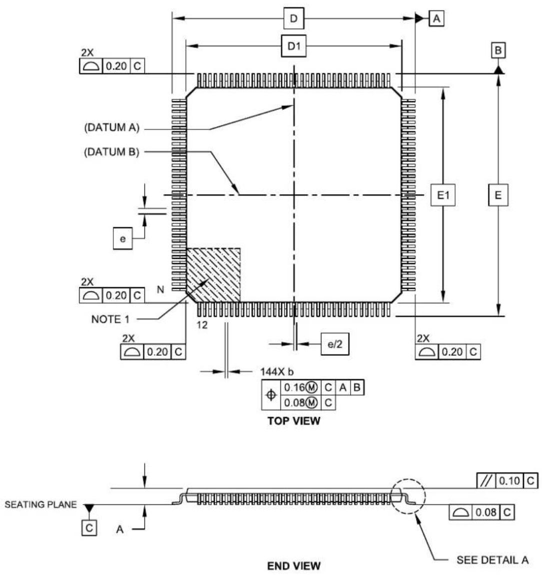 Microchip PIC32MZ2048ECM100 - 144-Lead Plastic Thin Quad Flatpack (PH)-16x16x1mm Body, 2.00 mm Footprint [TQFP] - 1