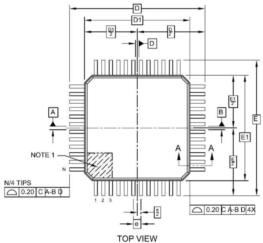 Microchip dsPIC33CH64MP208 - 48-Lead Plastic Thin Quad Flatpack (PT) - 7x7x1.0 mm Body [TQFP] - 1