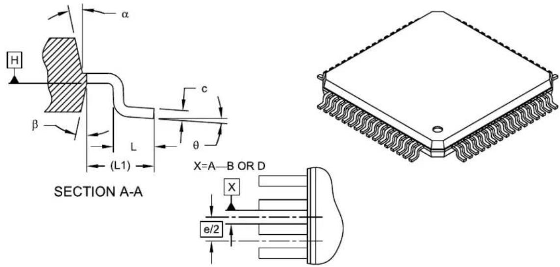 Microchip dsPIC33CH64MP208 - 64-Lead Plastic Thin Quad Flatpack (PT)-10x10x1 mm Body, 2.00 mm Footprint [TQFP] - 1