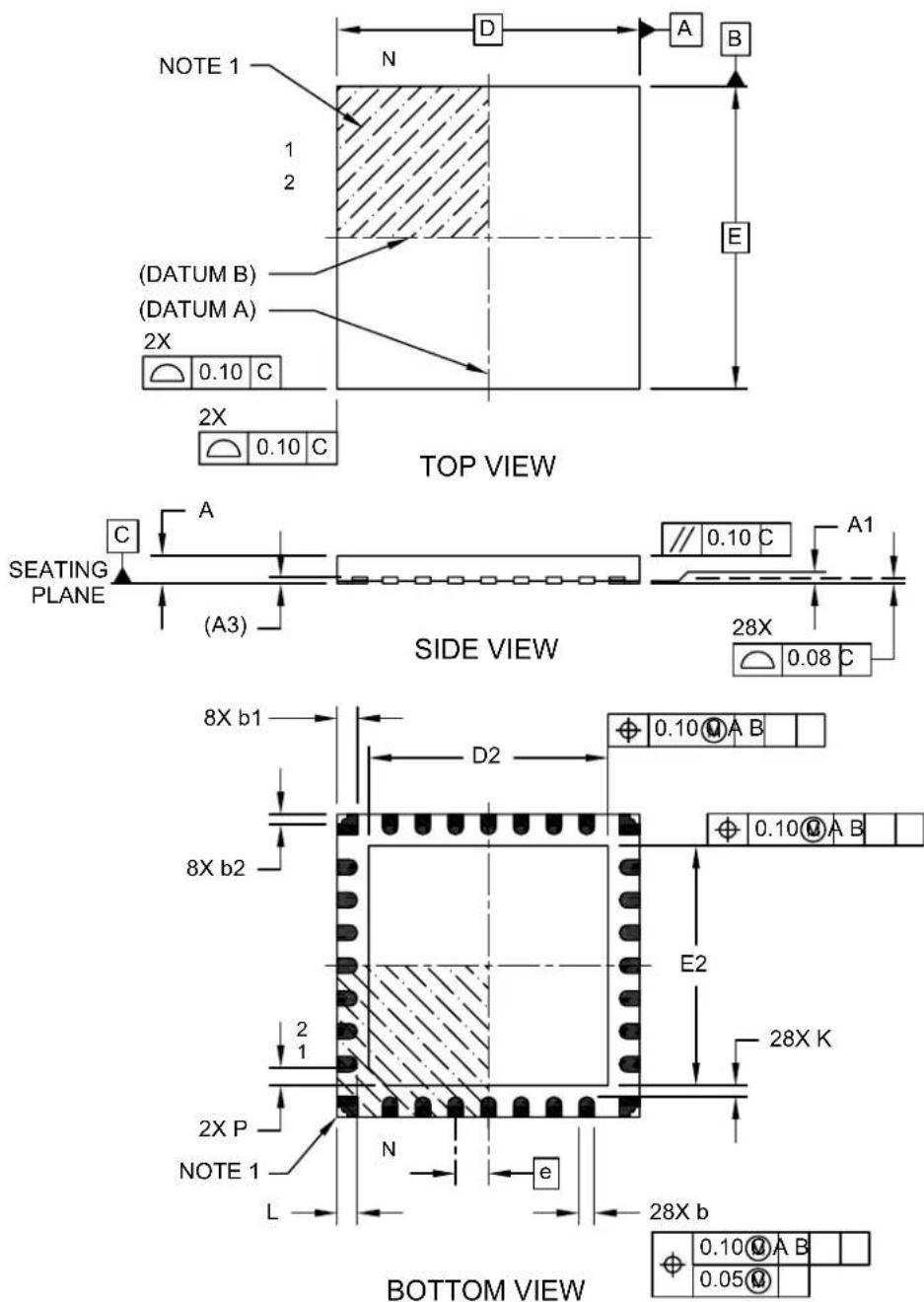 Microchip dsPIC33CH64MP202 - 28-Lead Ultra Thin Plastic Quad Flat, No Lead Package (2N) - 6x6x0.55 mm Body [UQFN] With 4.65x4.65 mm Exposed Pad and Corner Anchors - 1