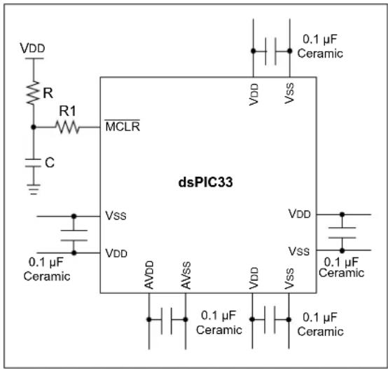 Microchip dsPIC33CK64MC103 - Decoupling Capacitors - 1