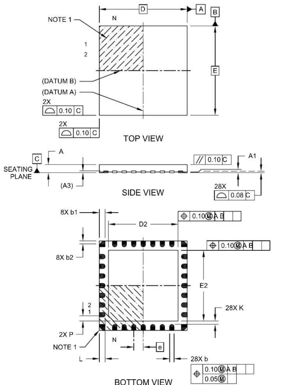 Microchip dsPIC33EP128GS704 - 28-Lead Ultra Thin Plastic Quad Flat, No Lead Package (2N) - 6x6x0.55 mm Body [UQFN] With 4.65x4.65 mm Exposed Pad and Corner Anchors - 1