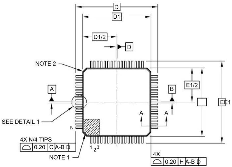Microchip dsPIC33EP64GS804 - 64-Lead Plastic Thin Quad Flatpack (PT)-10x10x1 mm Body, 2.00 mm Footprint [TQFP] - 1