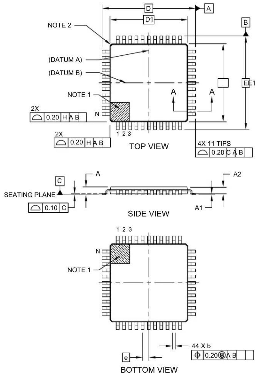 Microchip dsPIC33EP64GS808 - 44-Lead Plastic Thin Quad Flatpack (PT) - 10x10x1.0 mm Body [TQFP] - 1