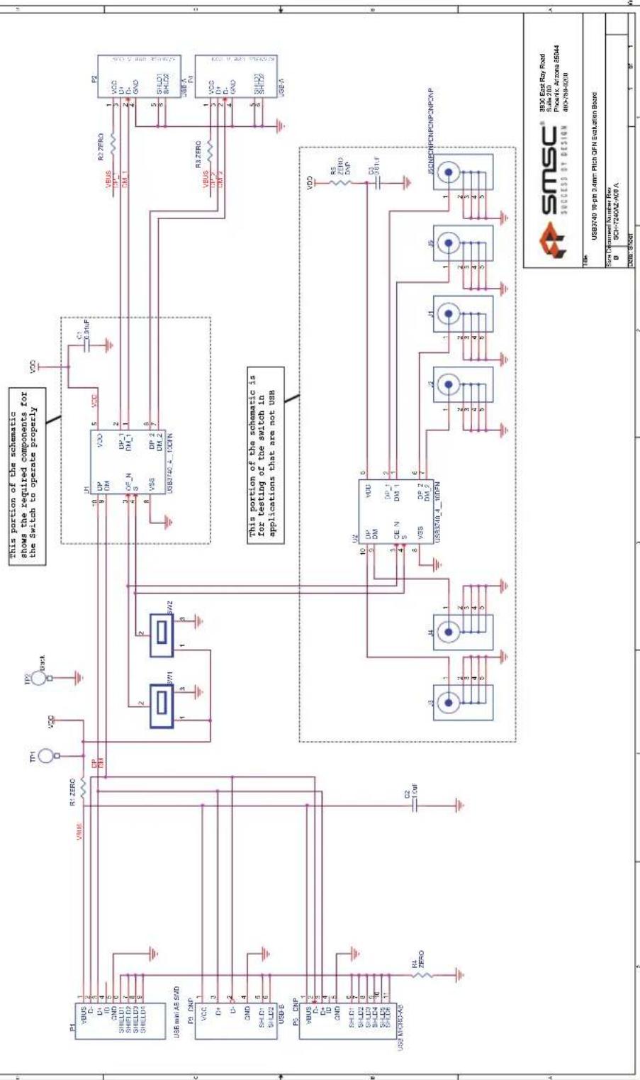 Microchip EVB-USB3740 - USB3740 EVB Schematic - 1