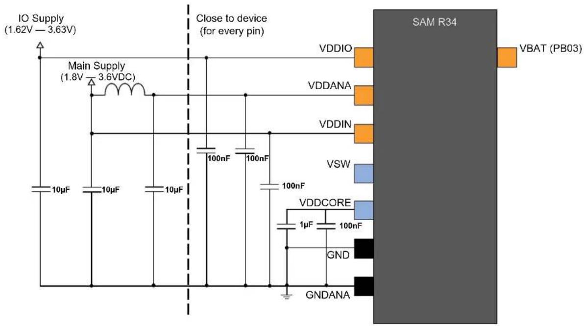 Microchip ATSAMR34J17 - Power Supply Connections - 1