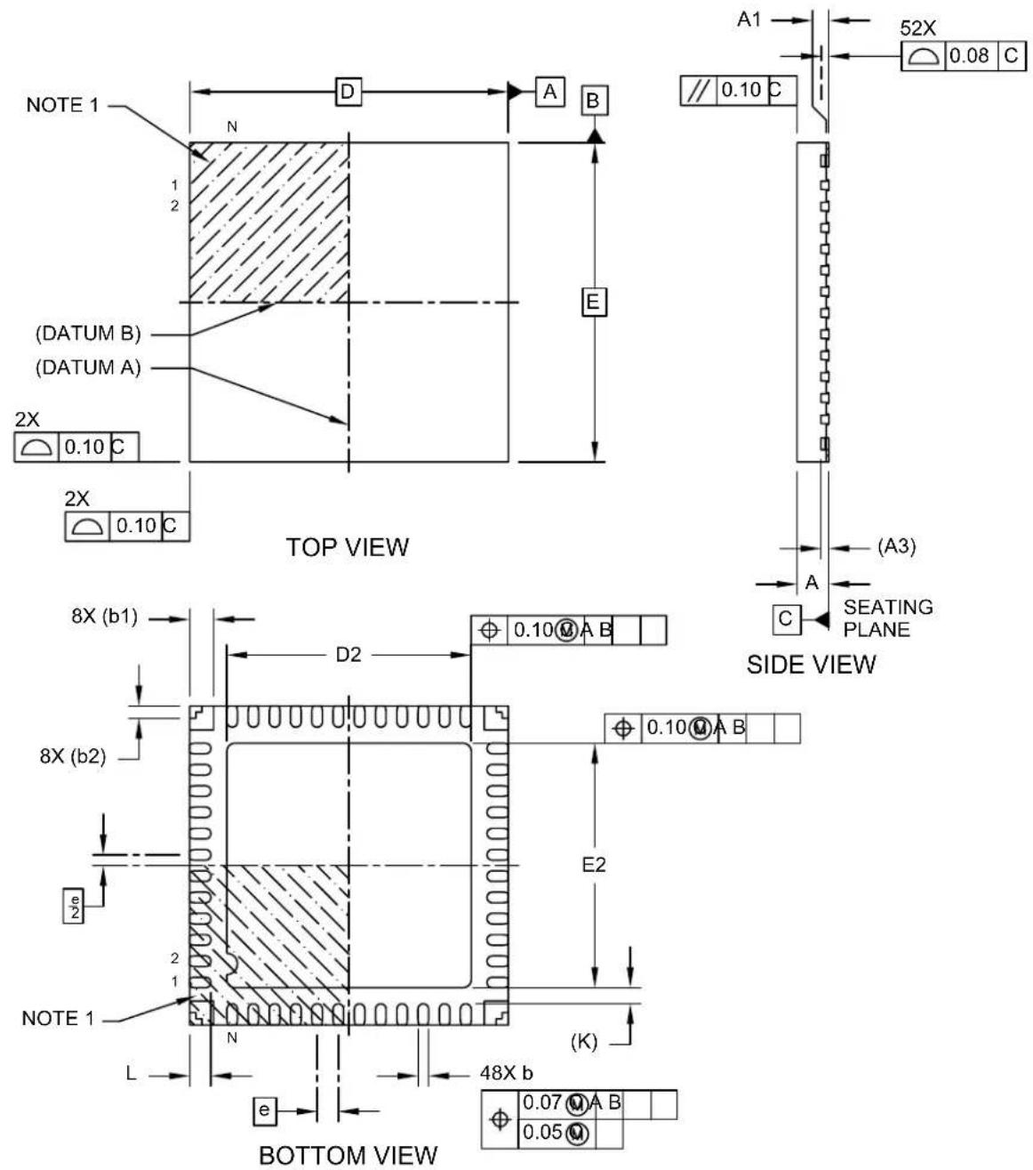 Microchip dsPIC33CH512MP208 - 48-Lead Ultra Thin Plastic Quad Flat, No Lead Package (M4) - 6x6 mm Body [UQFN] With Corner Anchors and 4.6x4.6 mm Exposed Pad - 1