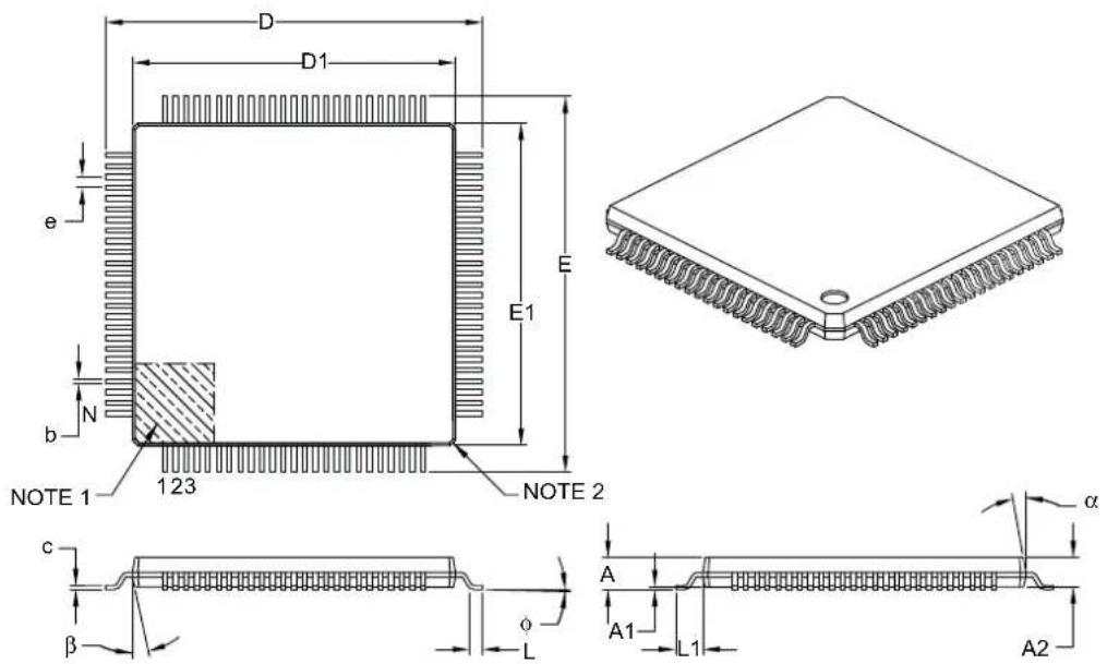 Microchip PIC32MZ1024ECM100 - 100-Lead Plastic Thin Quad Flatpack (PT) - 12x12x1 mm Body, 2.00 mm [TQFP] - 1
