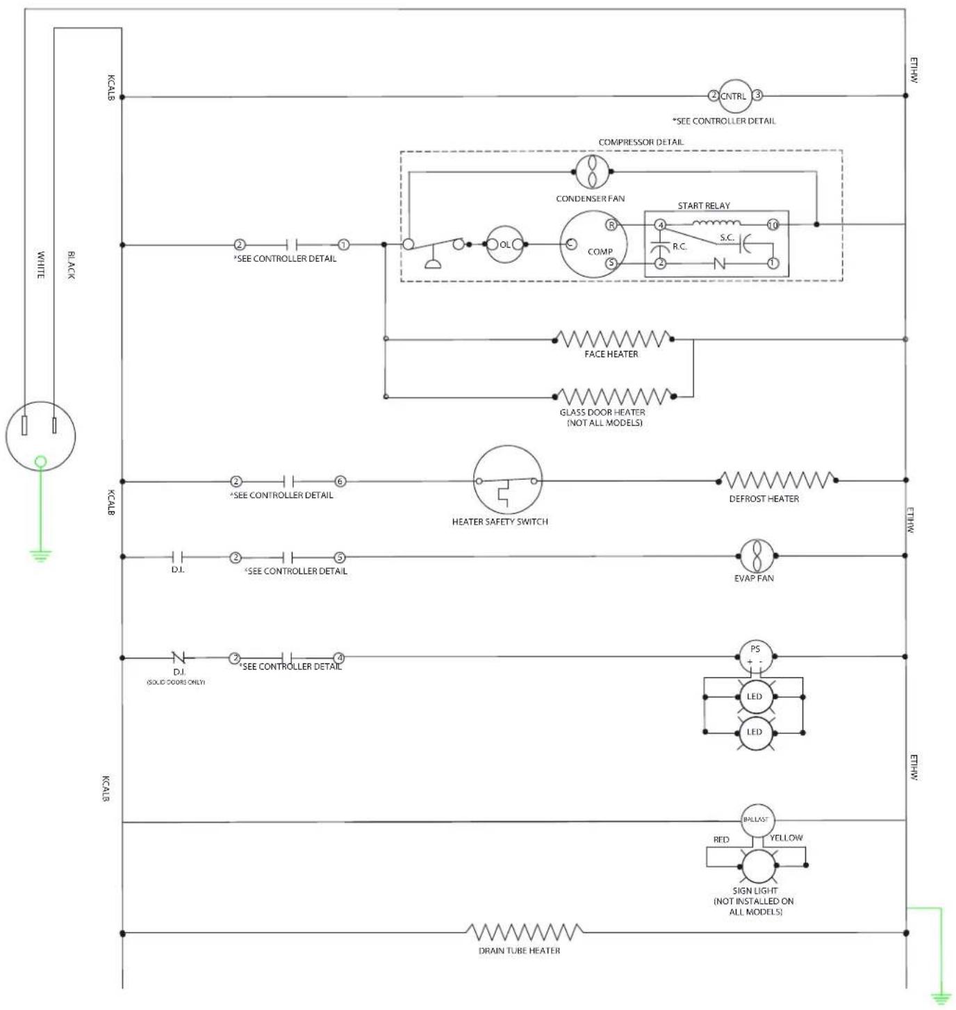 Beverage-Air HBF12HC-1-G - FOR THE SERVICE TECH - WIRING DIAGRAM FOR 115 VOLT MODELS - 1