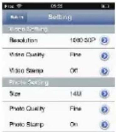 Zoom Setting Video Setting Resolution 1000x20P Video Quality Fine Video Stamps Off Photo Setting Size 14M Photo Quality Fine Photo Stamp On