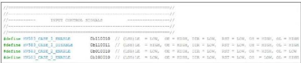 Microchip HV583 - Modifying the Control Signals and Data in the Code - 1