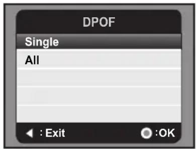 DPOF Single All : Exit :OK