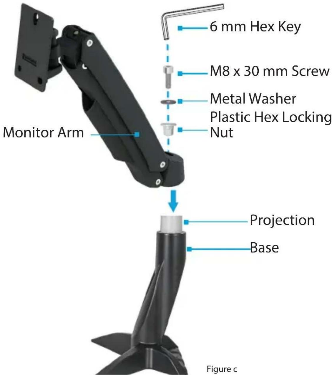 StarTech.com SIT-STAND-ARM-1MS - Attach the Monitor Arm to the Base For Hardware Revisions 04 and higher - 1