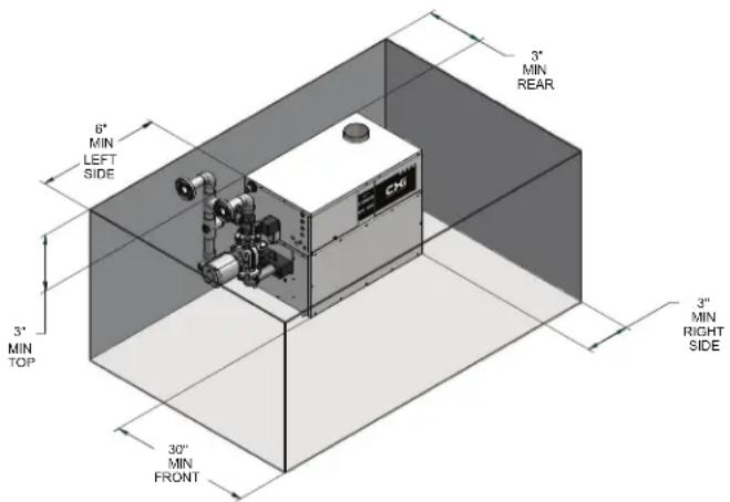 Jandy CXI500NN - Indoor clearances from combustible construction - 1