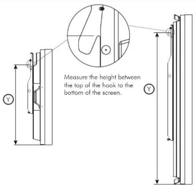 Measure the height between the top of the hook to the bottom of the screen.
