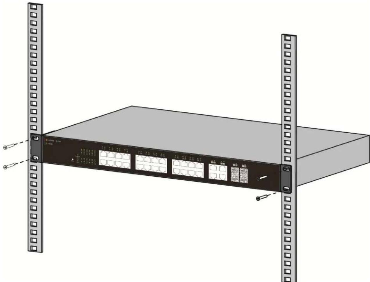 Edimax ES-5424P - Secure the switch on the equipment rack with the screws provided. - 1