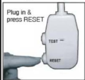 Plug in & press RESET TEST — RESET