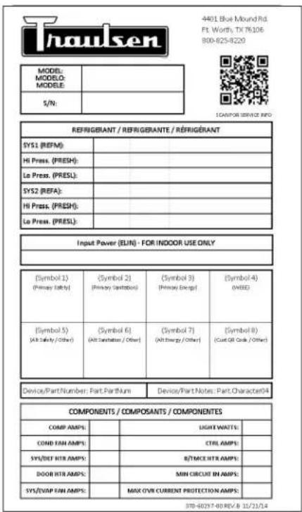 Traulsen RHT132NPUT-HHG - THE SERIAL TAG - 1