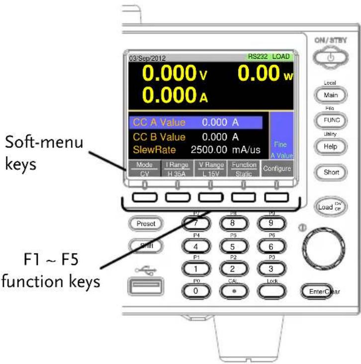 GW Instek PEL-3211 - Soft Menu keys - 1