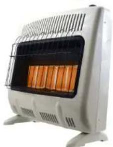 Exterior view of a portable gas stove with heat sinks and ventilation grilles (no text or symbols visible)