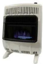 White portable gasifier with blue flame inside, no visible text or symbols