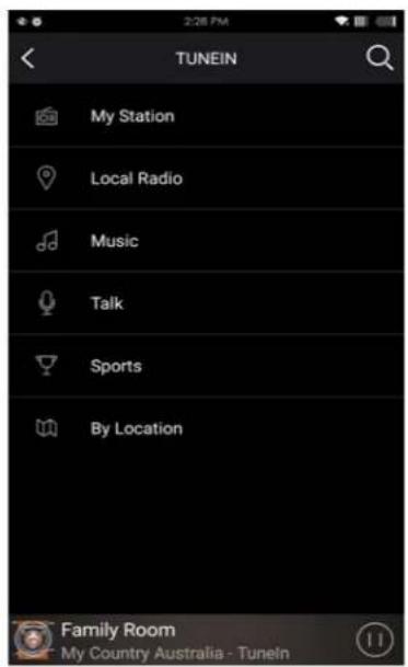 TUNEIN My Station Local Radio Music Talk Sports By Location Family Room My Country Australia - TuneIn