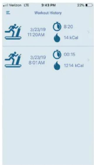 True Envision 22 - Workout History Screen: - 1