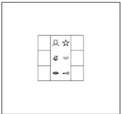 Grid-based puzzle or diagram with icons including stars, people, symbols, and a key, arranged in rows and columns.