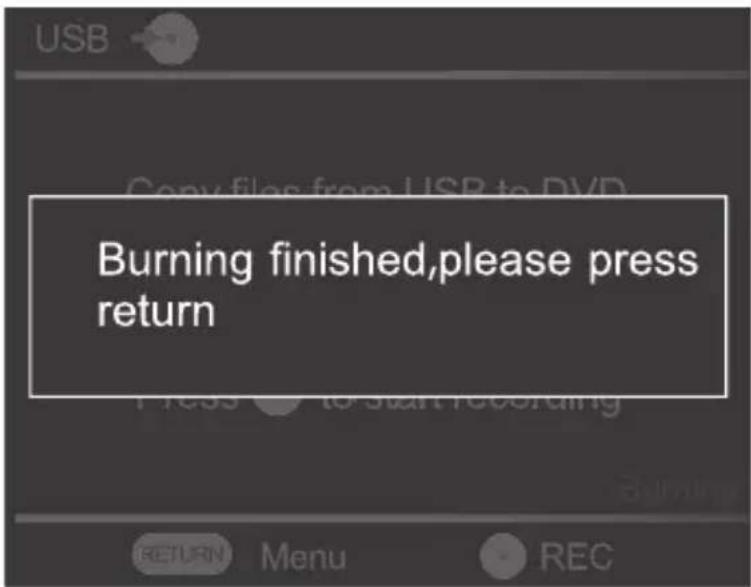 Burning finished,please press return