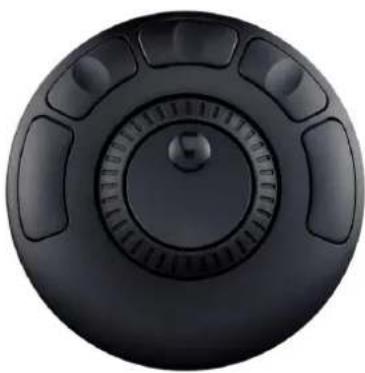 Close-up of a black circular mechanical knob with adjustment knobs and a central knob (no text or symbols visible)