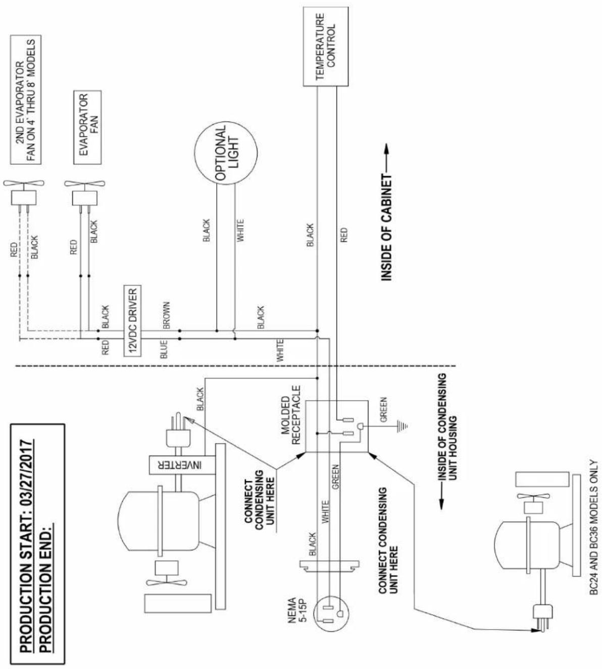 Perlick BC96 - WIRING DIAGRAM - FLAT TOP BOTTLE COOLERS - 1