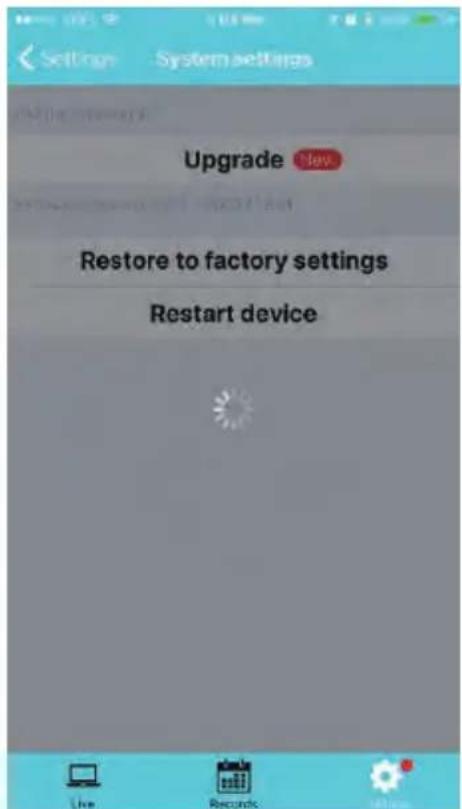 Settings System settings Upgrade Restore to factory settings Restart device