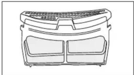 Line drawing of a device casing with two compartments and a top cover, no text or symbols.