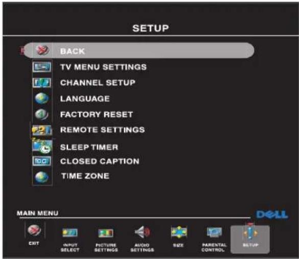DELL W2607C - Setup Menu - 1