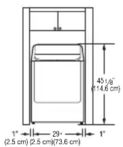 45 1/8" (114.6 cm) 29" (2.5 cm) (2.5 cm)(73.6 cm) 1"