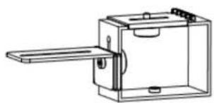 Technical line drawing of a mechanical device with a handle and housing (no text or symbols)