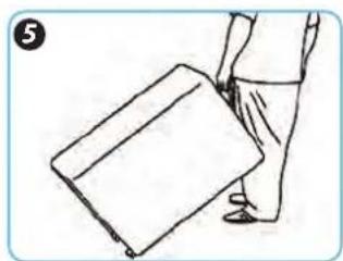 Simple line drawing of a person holding a rectangular object, no text or symbols present