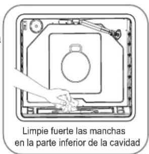 Limpie fuerte las manchas en la parte inferior de la cavidad