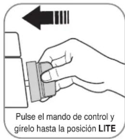 Pulse el mando de control y gírelo hasta la posición LITE