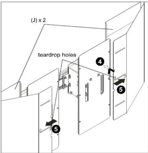 (J) x 2 teardrop holes ④ ⑤ ⑤