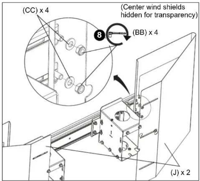 (CC) x 4 (Center wind shields hidden for transparency) (BB) x 4 (J) x 2