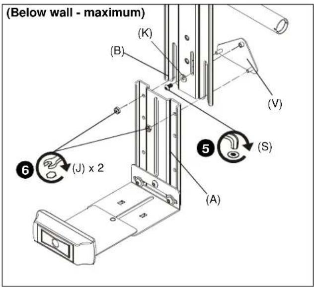 (Below wall - maximum) (K) (B) (V) ⑥ (J) x 2 ⑤ (S) (A)