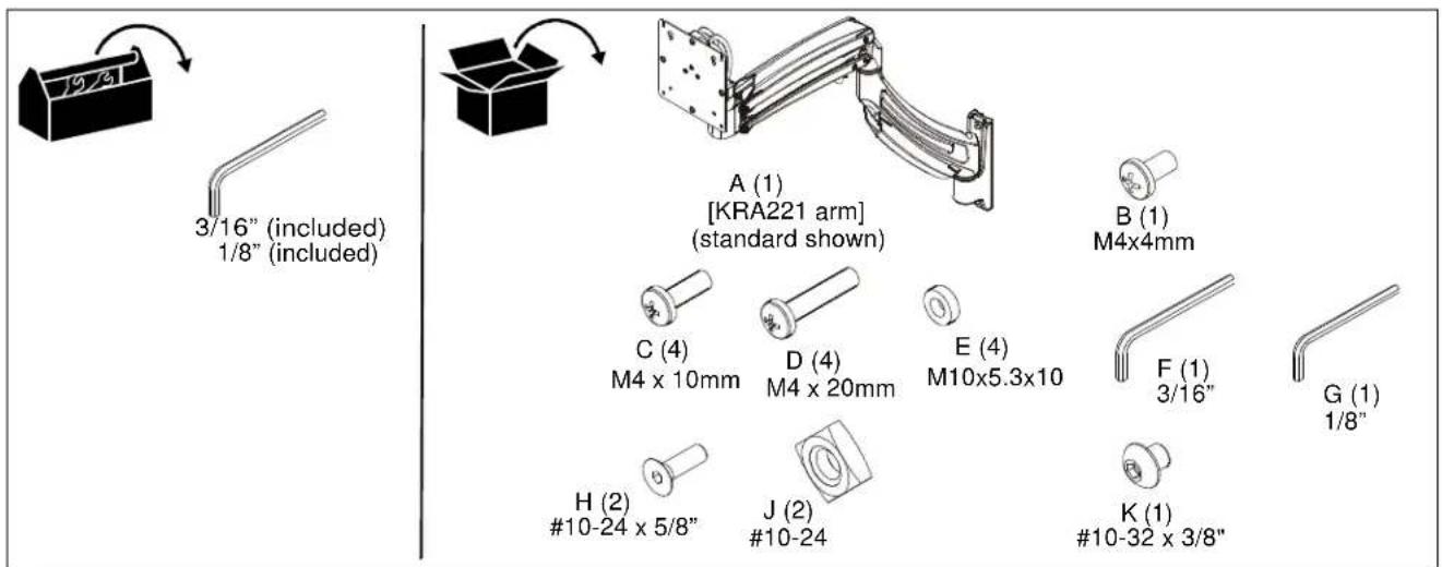 Chief KRA221SXRH - TOOLS / PARTS FOR INSTALLATION - 1