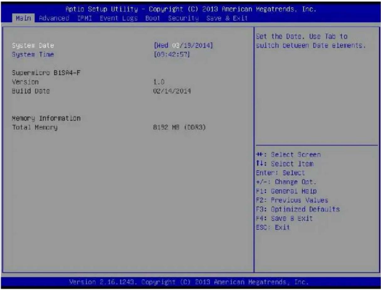 Supermicro MicroBlade MBI-6418A-T7H - 5-4 Main BIOS Setup - 1